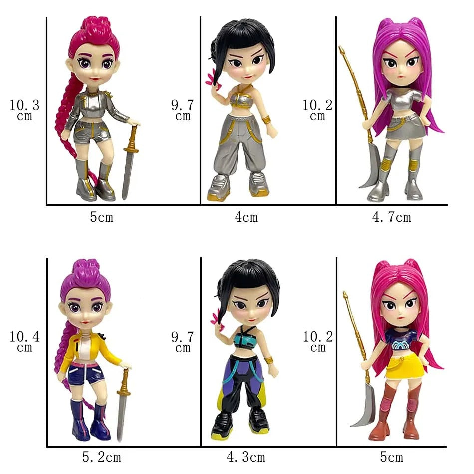 6PCS K-Pop Demon Hunters Rumi Zoey Mira and Friends PVC Anime Figure Collectible Statue